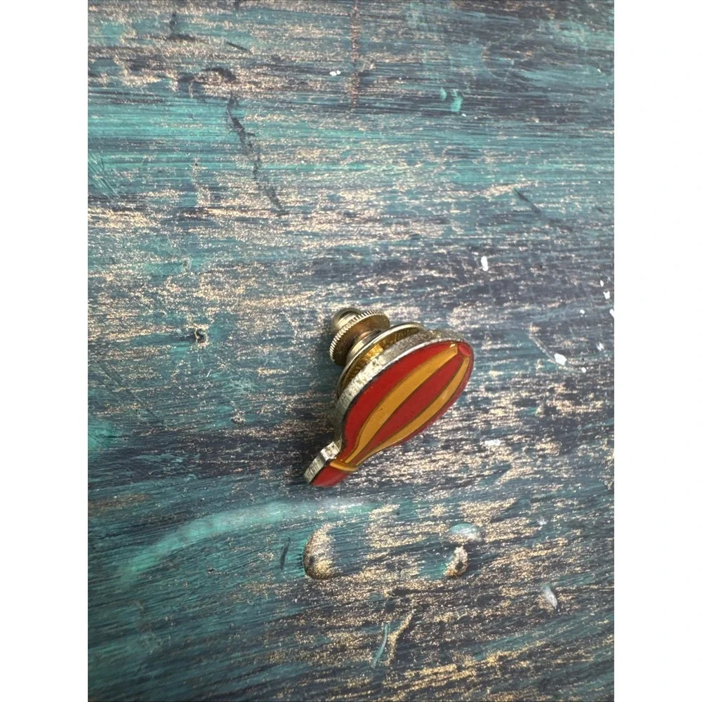 Vintage Hot Air Balloon Lapel Hat Pin Red Yellow Collectible Fun